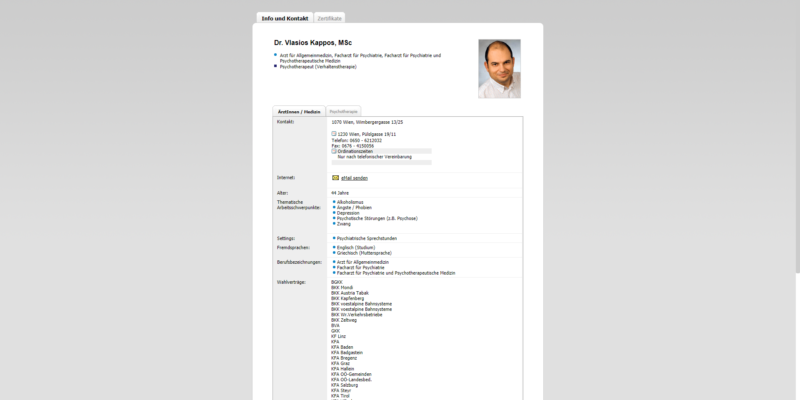 Dr. Vlasios Kappos, Psychiater und Psychotherapeut, Wien
